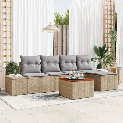 Conjunto de sofá de jardín 6 pcs beige y gris claro