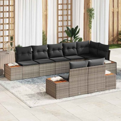 Conjunto de sofá de jardín 8 pcs Gris 319 x 154 x 85 cm