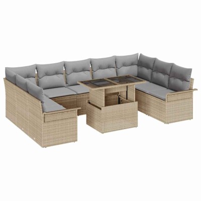 Conjunto de sofá de jardín Manual 10 pcs Beige 100 x 55 x 73 cm