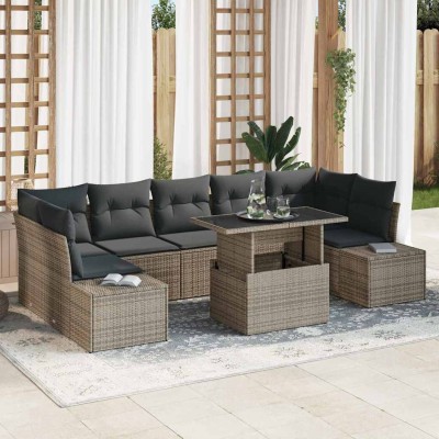 Conjunto de sofá de jardín 8 pcs Gris 100 x 55 x 73 cm