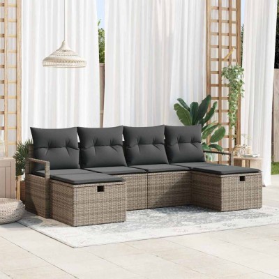 Conjunto de sofá de jardín 6 pcs Gris 230 x 117 x 85 cm