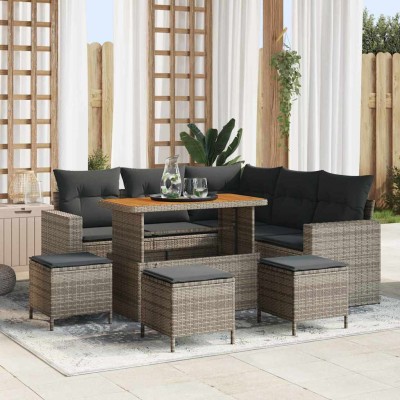Conjunto de sofá de jardín 9 pcs Gris 110 x 55 x 71 cm