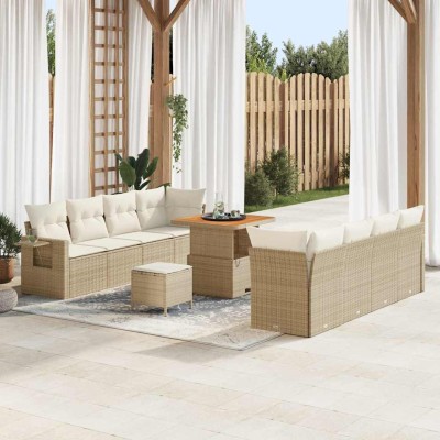 Conjunto de sofá de jardín 11 pcs beige y crema 80 x 80 x 71 cm