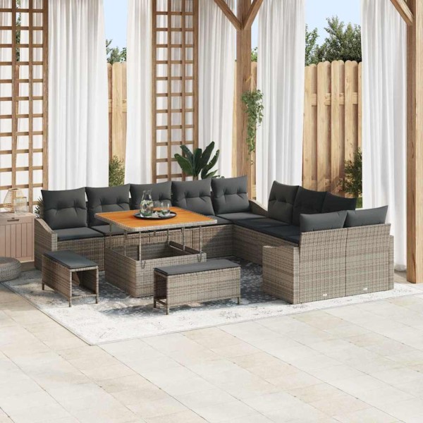 Conjunto de sofá de jardín 13 pcs Gris Claro y Gris Oscuro