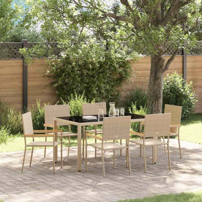 Conjunto de Comedor de Jardín 7 pcs Beige 150 x 90 x 75 cm