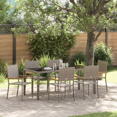 Conjunto de Comedor de Jardín 7 pcs Gris 190 x 90 x 75 cm