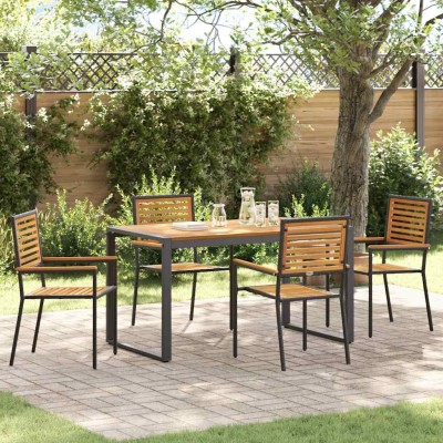 Conjunto de Comedor de Jardín 5 pcs Negro y Madera