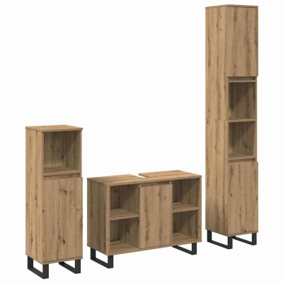 Juego de muebles de baño 3 pcs Marrón 30 x 30 x 180 cm