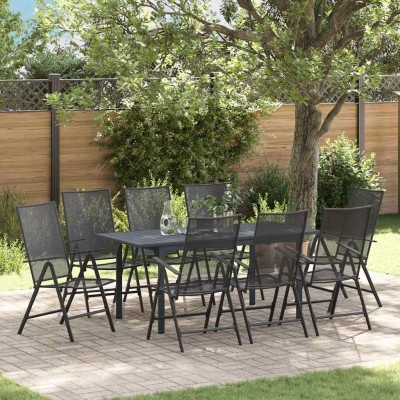 Conjunto de Comedor de Jardín 9 pcs Antracita Acero
