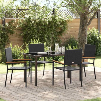 Conjunto de Comedor de Jardín 5 pcs Negro Poliratán