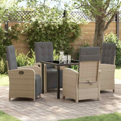 Conjunto de Comedor de Jardín 5 pcs Beige ratán sintético