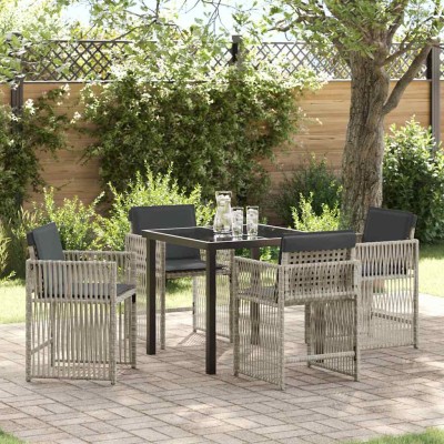 Conjunto de Comedor de Jardín 5 pcs Gris claro Poliratán