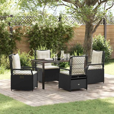 Conjunto de Comedor de Jardín 5 pcs Negro ratán sintético
