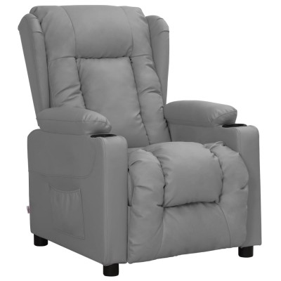 Sillón reclinable de cuero sintético gris