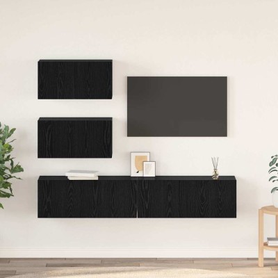 Conjunto de mueble de TV 4 pcs Roble negro 100 x 30 x 30 cm