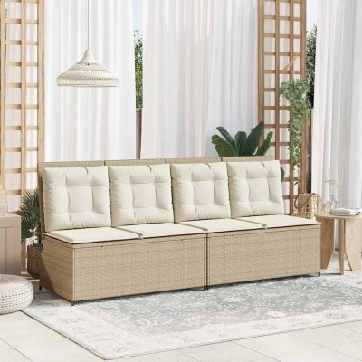 Banco de jardín con cojín Beige Poliratán