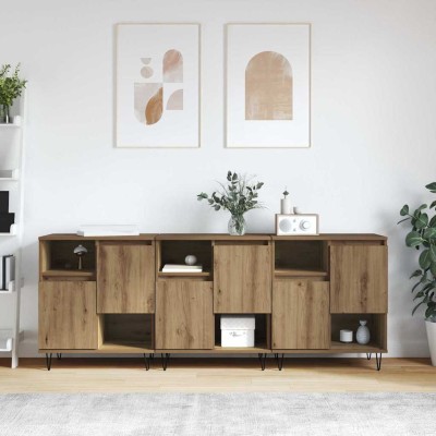 Tableros Lateral 3 pcs Roble artisan 180 x 35 x 70 cm