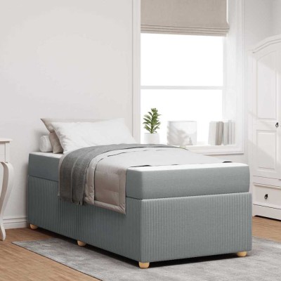 Estructura de cama con colchón Gris claro 100 x 200 cm tela
