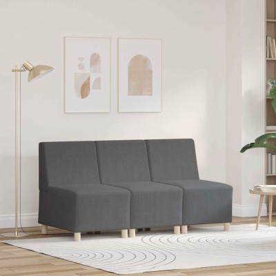 Unidad de Sofá Modular sin Brazos 3 pcs Gris oscuro