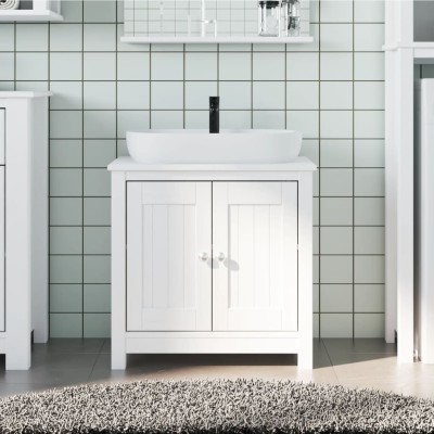Mueble de lavabo baño BERG madera maciza pino blanco 60x34x59cm