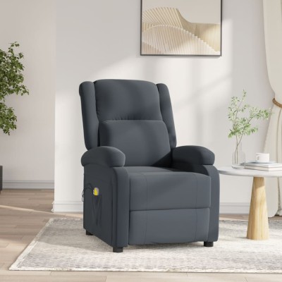 Sillón de masaje eléctrico terciopelo gris oscuro