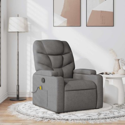 Sillón de masaje reclinable de tela gris oscuro