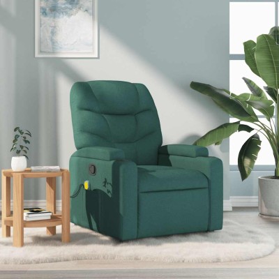 Sillón de masaje reclinable de tela verde oscuro