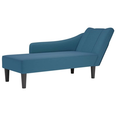 Chaise longue con reposabrazos derecho terciopelo azul