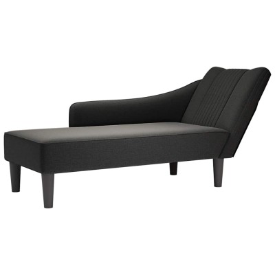 Chaise longue con reposabrazos derecho tela negra