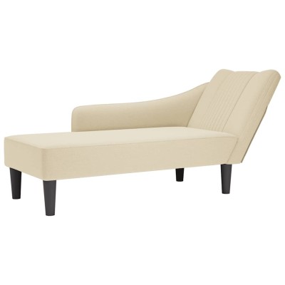 Chaise longue con reposabrazos derecho tela crema