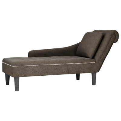 Tumbona almohada reposabrazo derecho cuero gris oscuro