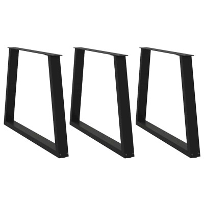 Patas para mesa de comedor en forma de V (3 unidades), color negro, 90 x (72-73,3) cm, acero