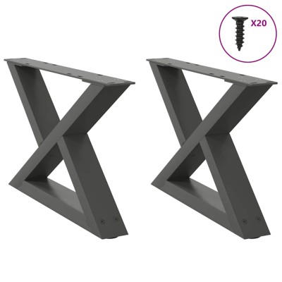 Patas para mesa de centro (2 unidades), antracita, 60 x (30-31,3) cm, acero