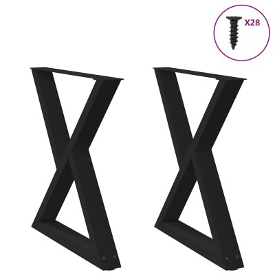 Patas para mesa de comedor (2 unidades), color negro, 80 x 72-73,3 cm, acero