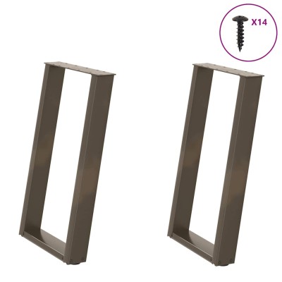 Patas para mesa de comedor en forma de U (2 unidades, acero natural, 50 x 72-73 cm)