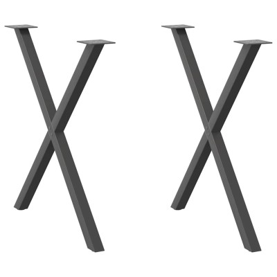 Patas para mesa de comedor en forma de X (2 unidades), antracita, 80 x (72-73) cm, acero