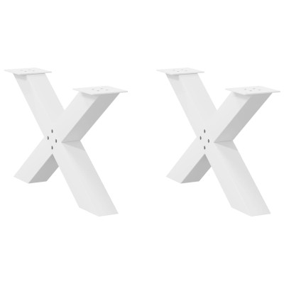 Patas para mesa de centro en forma de X (2 unidades), color blanco, 70 x (42-43) cm, acero