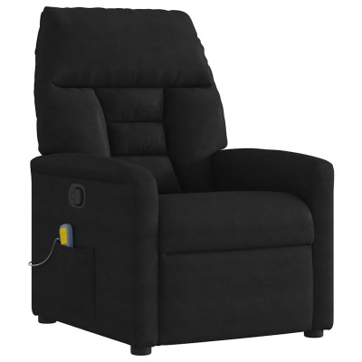 Sillón reclinable de masaje tela de microfibra negro