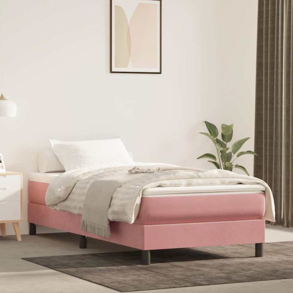 Colchón de muelles ensacados terciopelo rosa 80x220x20 cm