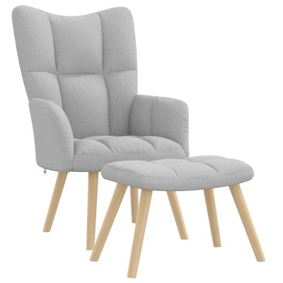 Sillón de relax con reposapiés tela gris nube