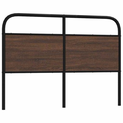 Cabecero de acero y madera de ingeniería marrón roble 120 cm