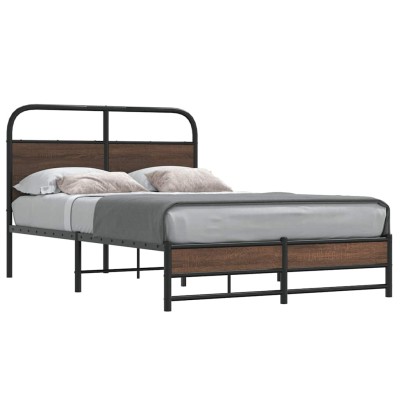 Estructura de cama sin colchón 140x200 cm madera marrón roble
