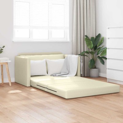 Sofá cama Crema 124 x 71 x 78 cm Cuero artificial