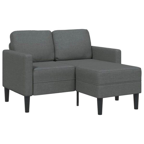 Sofá de 2 plazas con chaise longue en forma L gris oscuro 125cm