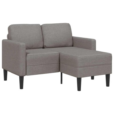 Sofá de 2 plazas con chaise longue en forma L gris topo 125 cm