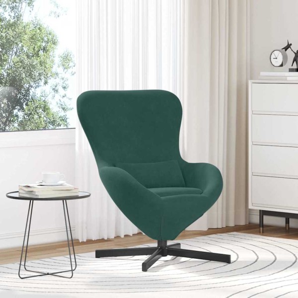 Sillón huevo Verde oscuro Terciopelo