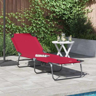 Tumbona plegable 1-persona Rojo 56 x 189 x 87cm tela