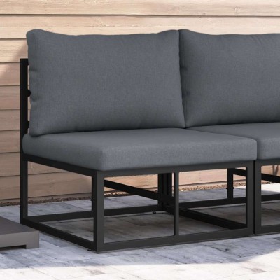 Muebles de Exterior con cojín con almohada Negro Aluminio