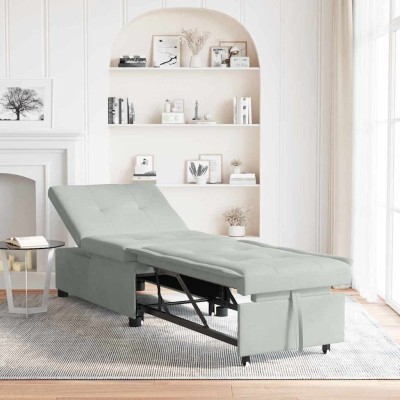 Sofá Cama Gris claro 67 x 194 x 38 cm Terciopelo