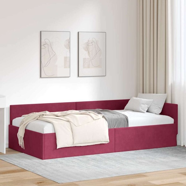 Estructura de cama en esquina Otro Rojo vino tinto 80 x 200 cm